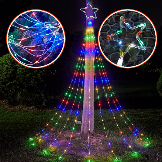 Estrella Punta De Arbol Cascada Solar Led. ENVÍO GRATIS