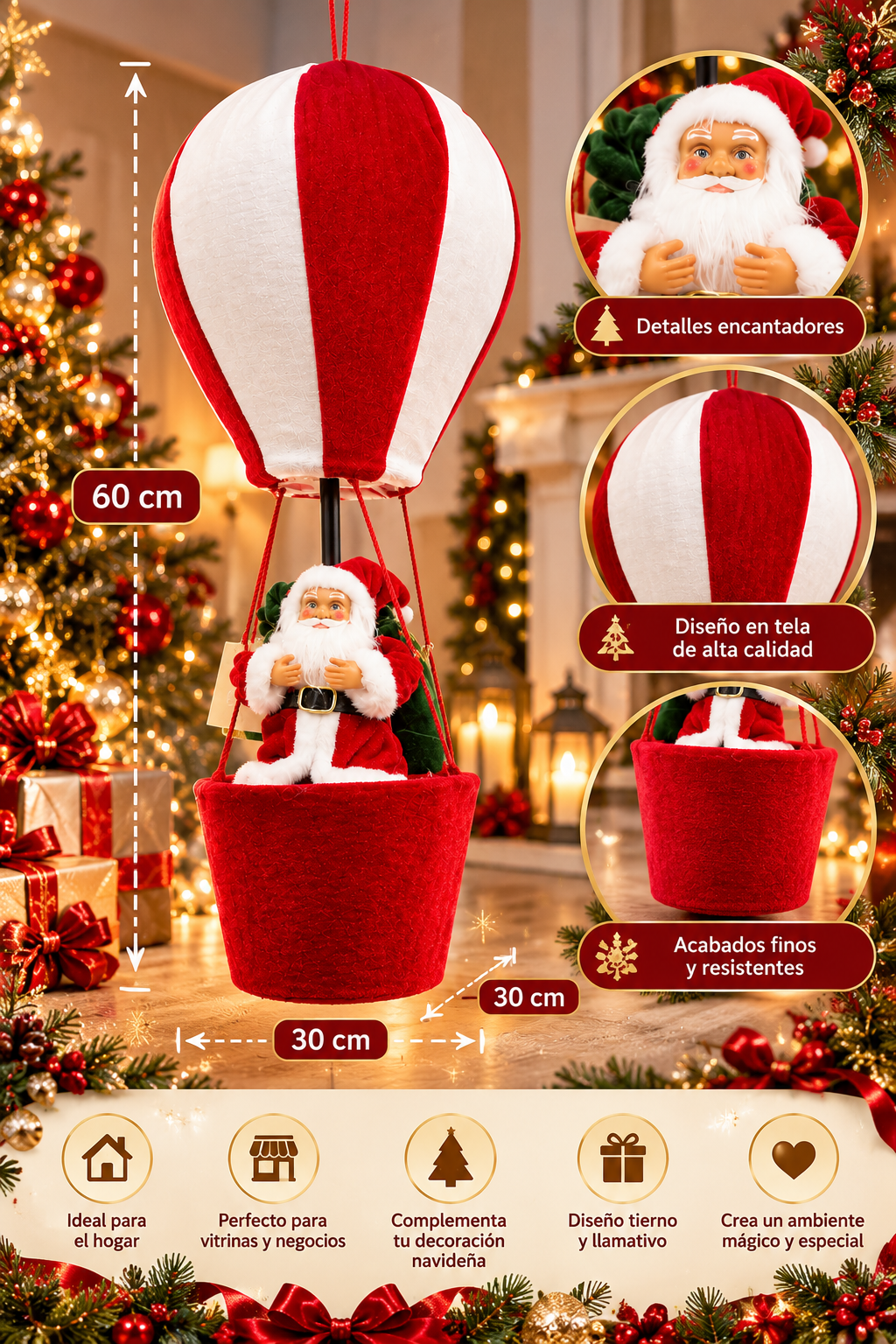 🎄 Papá Noel Globo Aerostático Navidad. ENVÍO GRATIS