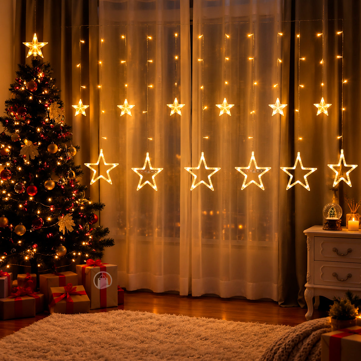 Cortina Punta Estrella Led 3 y 6 M.   ENVÍO GRATIS