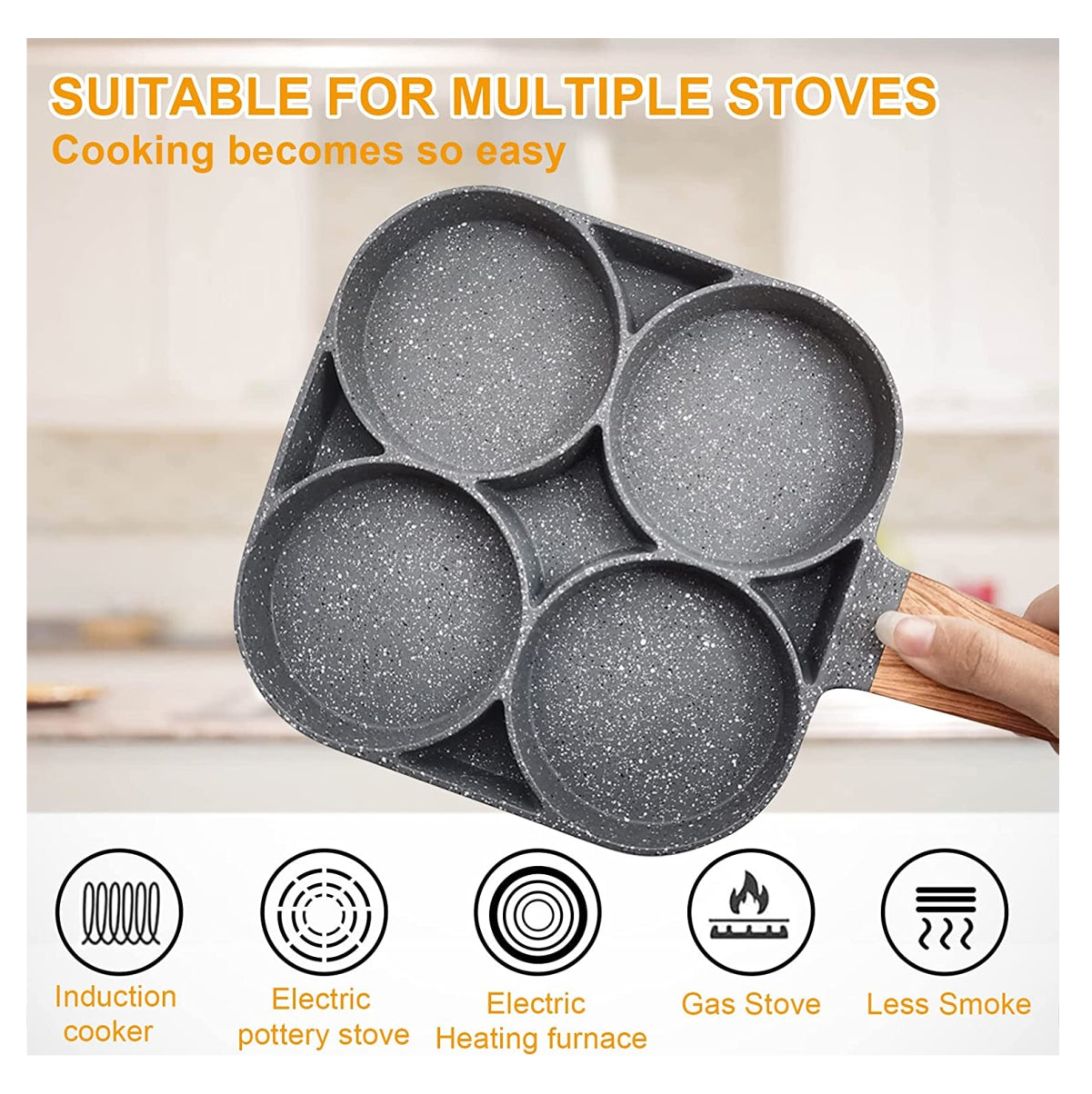 Sartén Antiadherente 4 Puestos + Set de Cuchillos Profesional 7 Piezas | Cocina Fácil y Rápida.  ENVÍO GRATIS