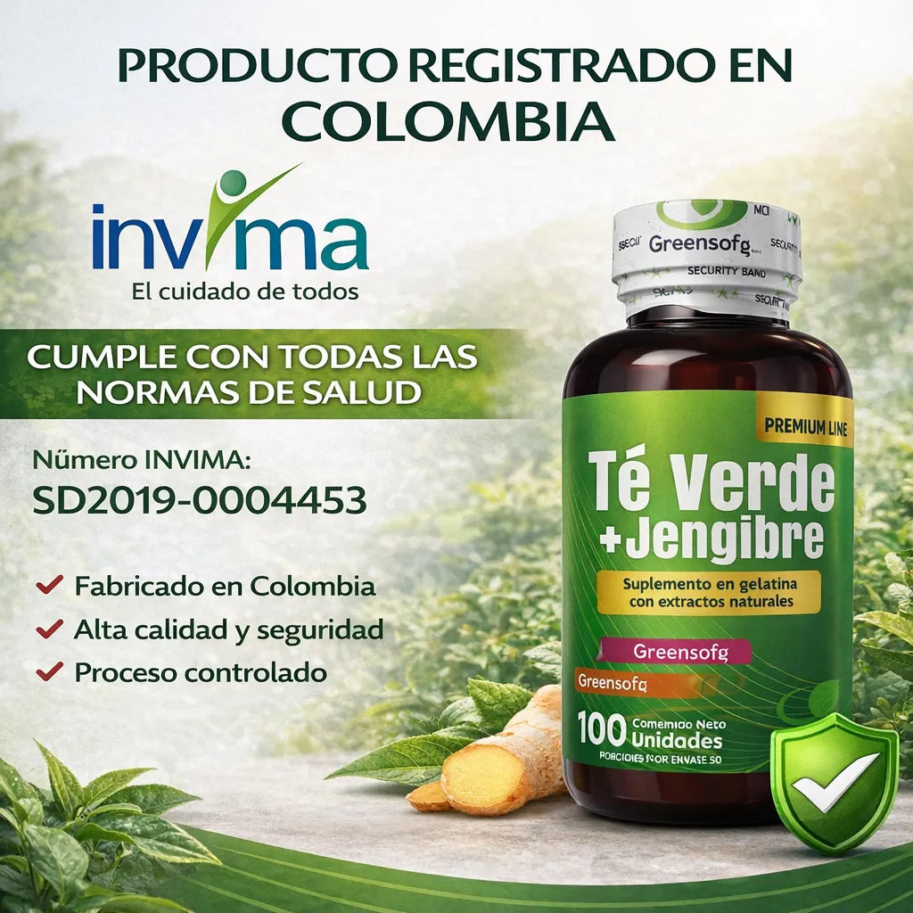 Té Verde + Jengibre en Cápsulas | Quemador de Grasa Natural, Detox y Energía | 100 Unidades. ENVÍO GRATIS