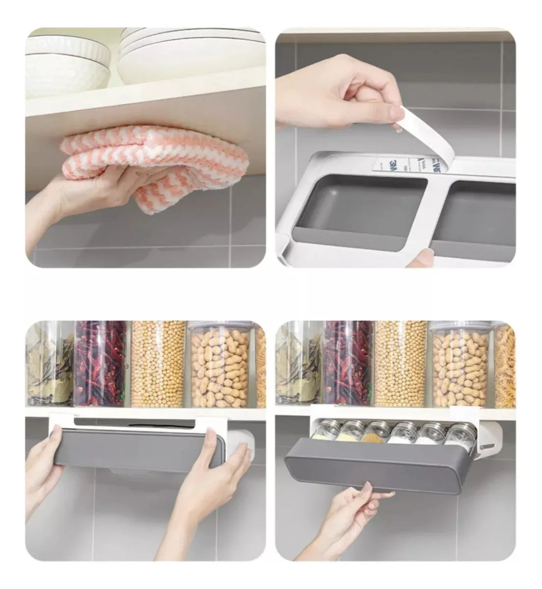 Organizador de Especias Deslizable para Cocina | Ahorra Espacio con Cajón Oculto + 7 Frascos Incluidos. ENVÍO GRATIS