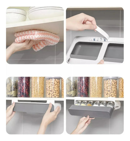 Organizador de Especias Deslizable para Cocina | Ahorra Espacio con Cajón Oculto + 7 Frascos Incluidos. ENVÍO GRATIS