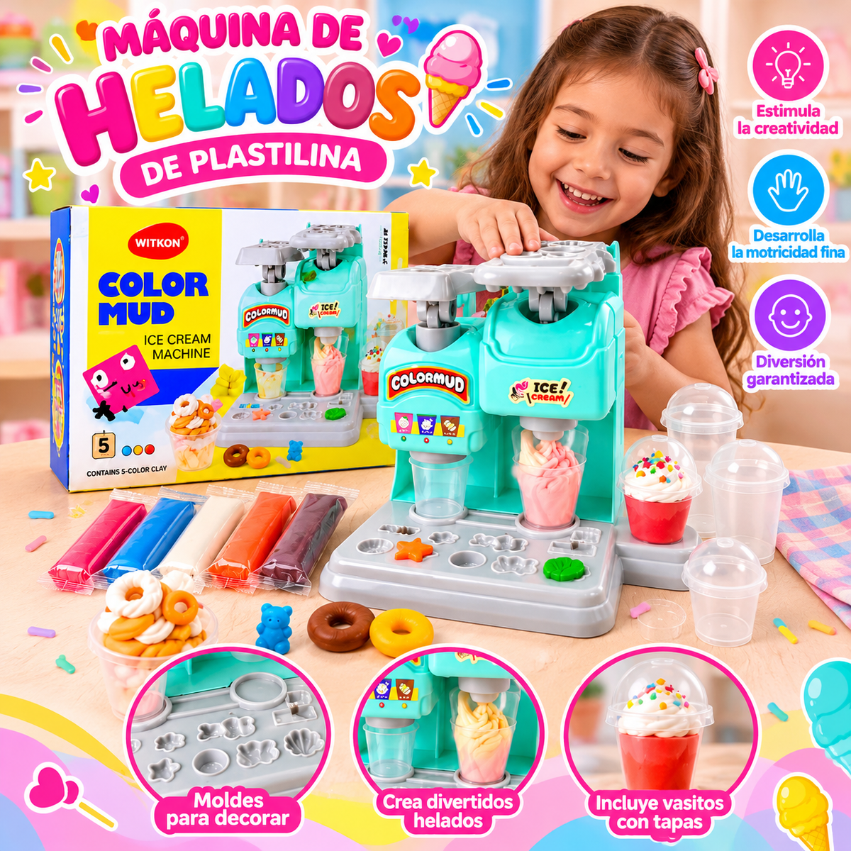 MAQUINA DE HELADOS CON PLASTILINA.    ENVÍO GRATIS