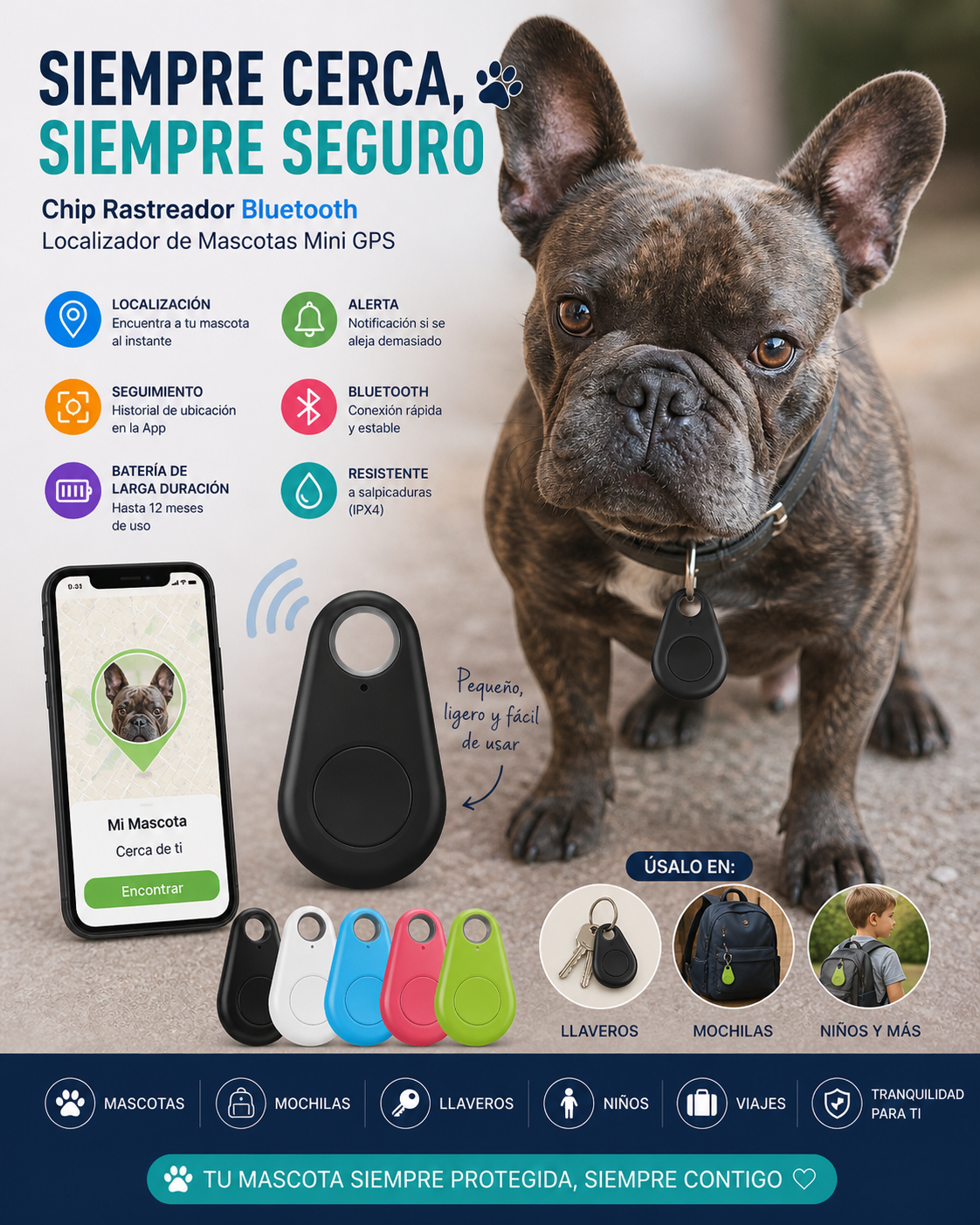Localizador GPS Bluetooth para llaves y mascotas. ENVIO GRATIS