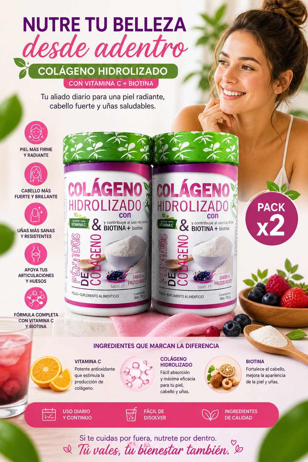 Colageno Hidrolizados con Biotina 800  X2. ENVIO GRATIS
