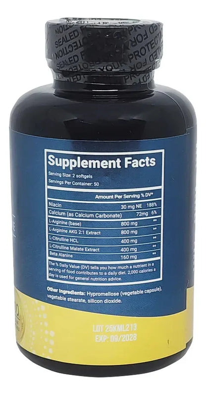 🧬 Óxido Nítrico con L-Arginina y L-Citrulina 2560 mg – Energía, Rendimiento y Vitalidad. ENVÍO GRATIS
