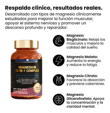 Magnesio 12 en 1 Complex Gummies | Alta Absorción + Vitamina C | Pack 2x1.  ENVÍO GRATIS