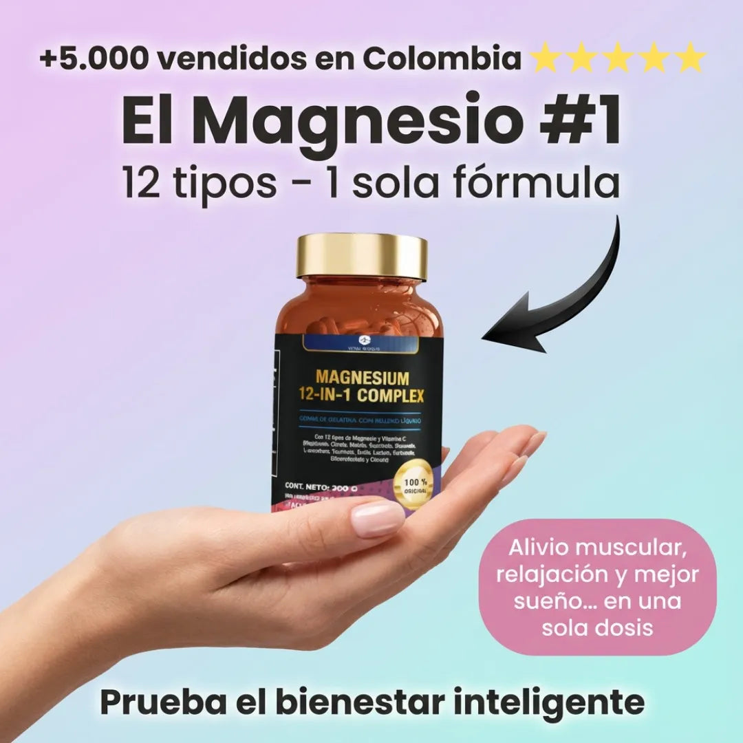 Magnesio 12 en 1 Complex Gummies | Alta Absorción + Vitamina C | Pack 2x1.  ENVÍO GRATIS