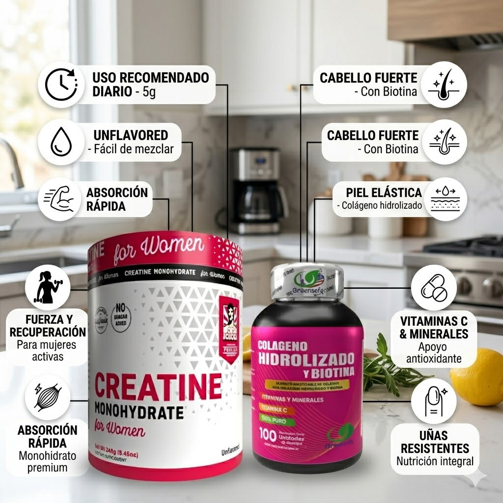 Creatina woman + Colágeno Hidrolizado     ENVÍO GRATIS
