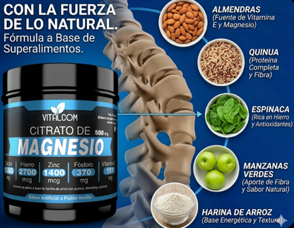 Citrato de Magnesio 500mg | Energía y descanso natural. ENVIÓ GRATIS