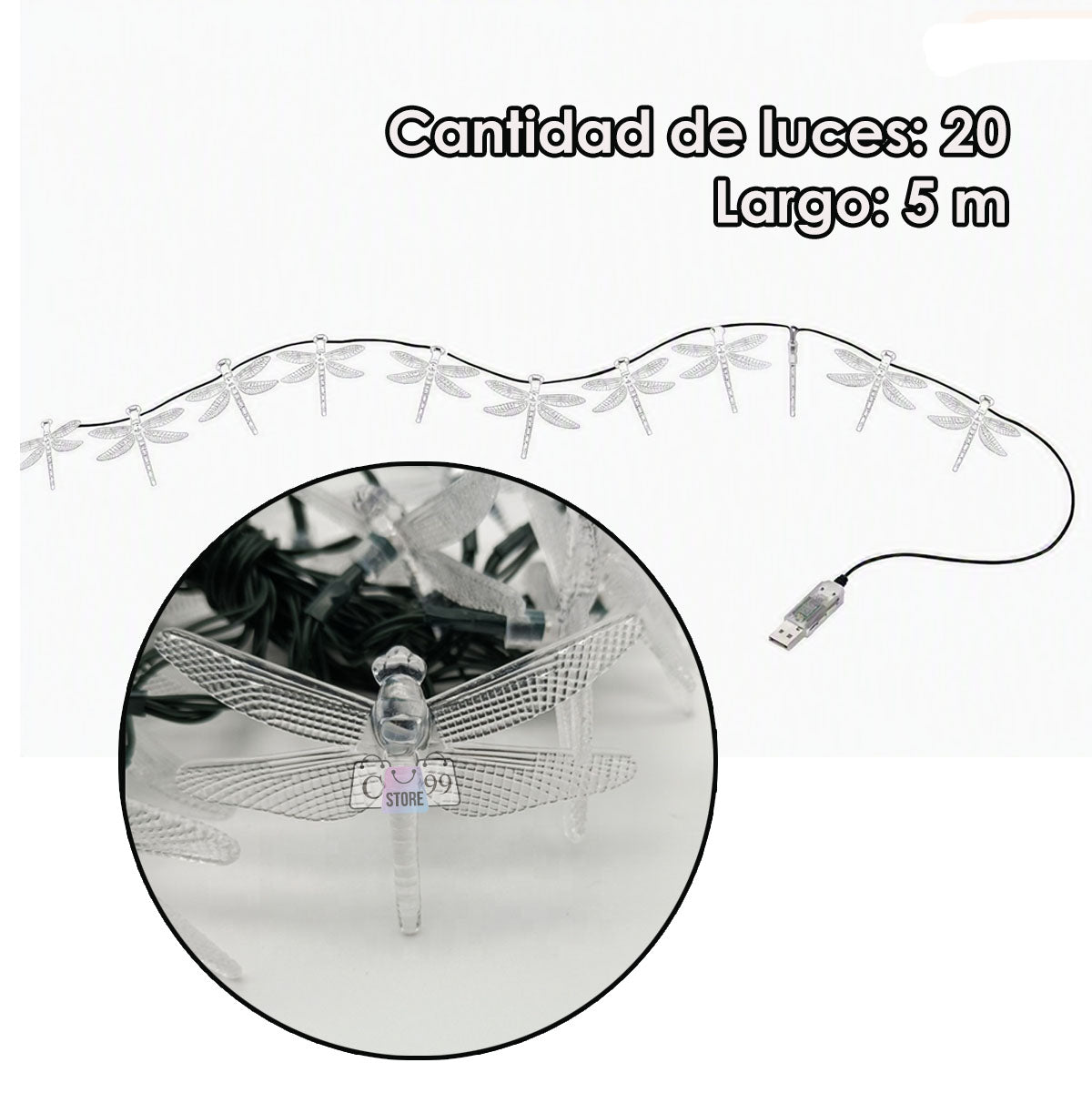 Luces Lineales De Libélula Navidad 5m.   ENVÍO GRATIS