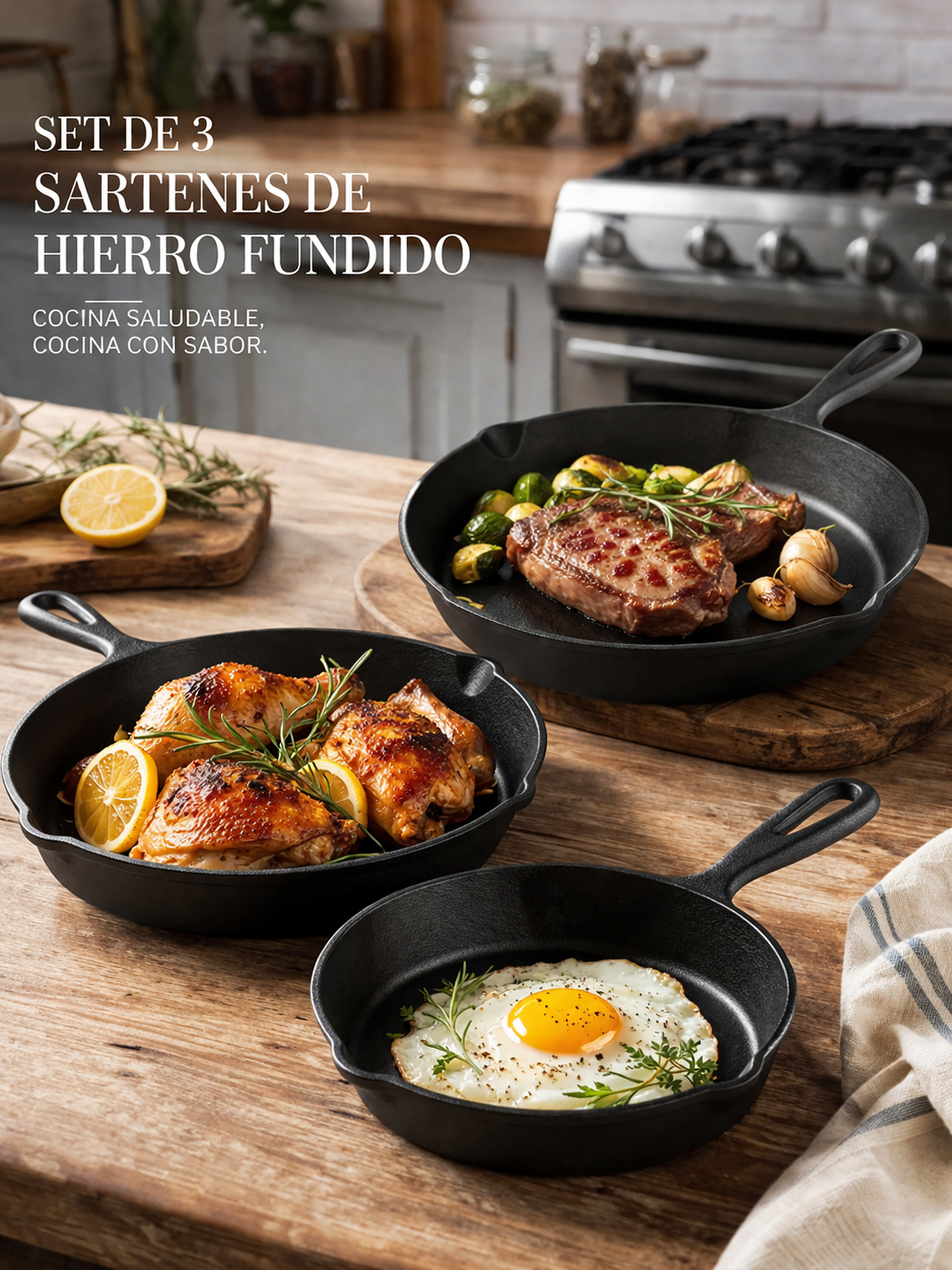 Sartenes De Hierro Fundido x3 unidades.   ENVIO GATIS