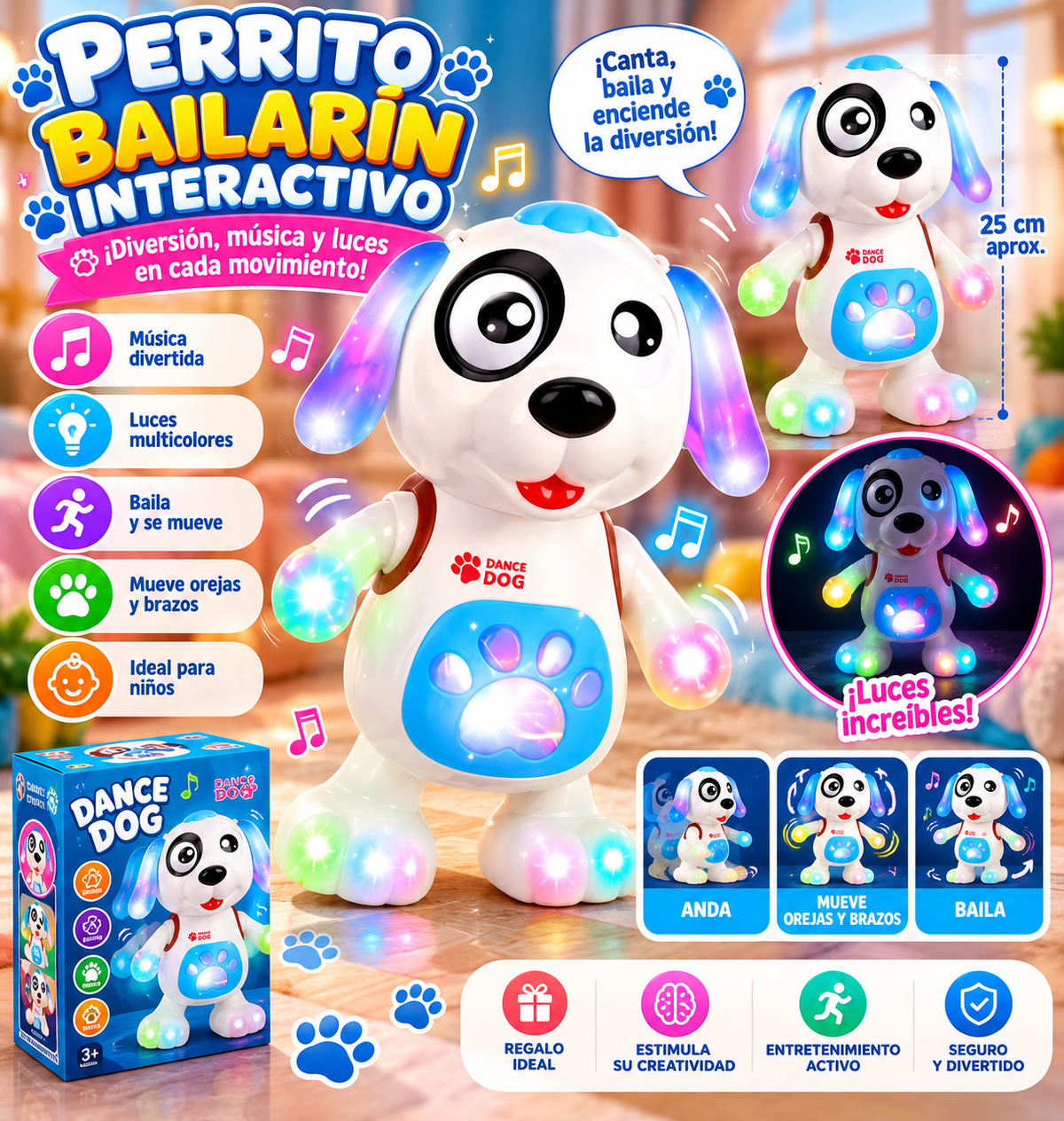 Perro luces y sonido.    ENVÍO GRATIS